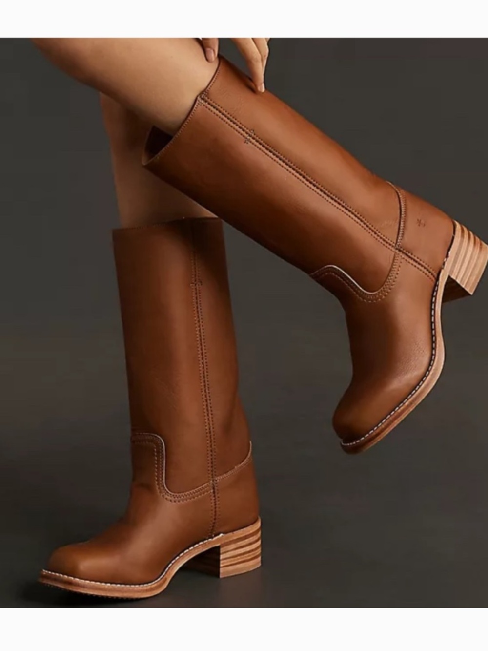 Frye Campus 14L Knee High Boots Saddle Brown